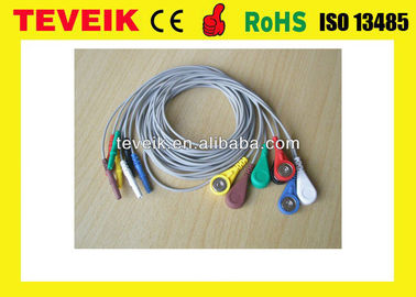 Tipo médico 7 cables médicos del Leadwire del leadsHolter ECG, broche del estruendo 1,5 de los materiales consumibles