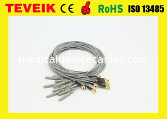 Cable de EEG, DIN1.5 zócalo, el 1m, cobre plateado del oro, cable médico del eeg