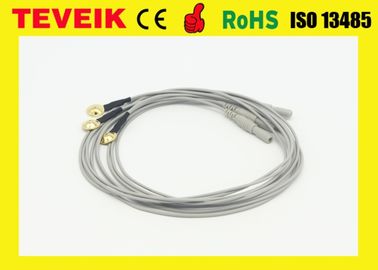 Cable médico del sombrero del eeg del dinar 1,5 del cable del eeg del electrodo con cobre niquelado