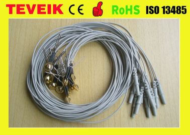 Cable gris de la taza del zócalo EEG del color DIN1.5, cobre plateado del oro del cable del eeg del electrodo del Oído-clip