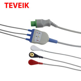 1K el sensor reutilizable 3 del electrodo del Pin del ohmio 12 lleva el cable de Ecg
