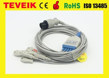 Fábrica Mindray reutilizable de Teveik alrededor 6pin 5 del cable de las ventajas TPU ECG para el monitor paciente