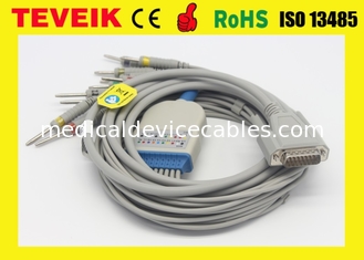 Cable del ECG de Edan, broche, electrodo del alambre de ventaja del perno 10 del DB 15, canal del ECG 12 de ECG