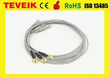 Prenda impermeable cable del electrodo EEG del cobre plateado del oro de 1 metro con el zócalo del estruendo 1,5