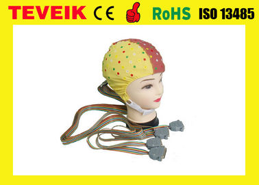 EEG reutilizable Machine128 lleva el casquillo amarillo del cráneo de EEG con el electrodo de la lata, estándar de CFDA