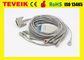Cable de los leadwires ECG/EKG del DB 15pin 10 del precio de fábrica de Teveik M1770A para el monitor paciente, broche