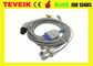 5 cable de las ventajas ECG con la broche, AHA, 6pin redondo para el monitor paciente de Mindray, cable médico de ECG