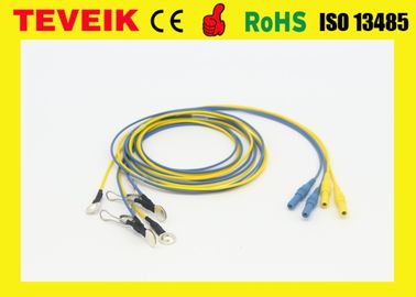 Precio de fábrica del electrodo colorido del cable del Oído-clip EEG del zócalo impermeable de Neurofeedback DIN1.5, cobre plateado de plata