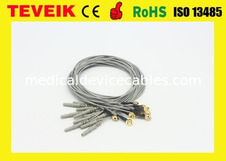 Cable de EEG con DIN1.5 el zócalo, el 1m, electrodos de la taza del eeg del electrodo del cobre plateado del oro