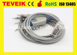 Cable del ECG de la ventaja de Fukuda Denshi 10, FX-7402, cable de FX-4010 ECG con el resistor del ohmio del IEC 4.7K del estruendo 3,0