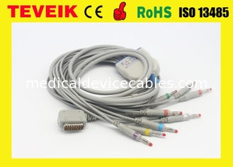 Cable con los 10 leadwires integrados, plátano 4,0, IEC, DB15pin de Kenz ECG, compatible con Kenz ECG 108/110/1203