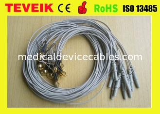 Cable gris de la taza del zócalo EEG del color DIN1.5, cobre plateado del oro del cable del eeg del electrodo del Oído-clip