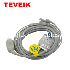 ISO13485 cable de una pieza TPU del electrocardiograma del cable de Pin Mindray ECG de la ronda 12