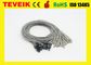 Los electrodos médicos del eeg del cable de la taza del eeg, cable del eeg DIN1.5 con el cloruro de plata platearon la plata
