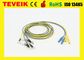 Cable puro del electrodo EEG de la astilla del fabricante de alta calidad, cable médico multicolor del eeg 5pcs/set